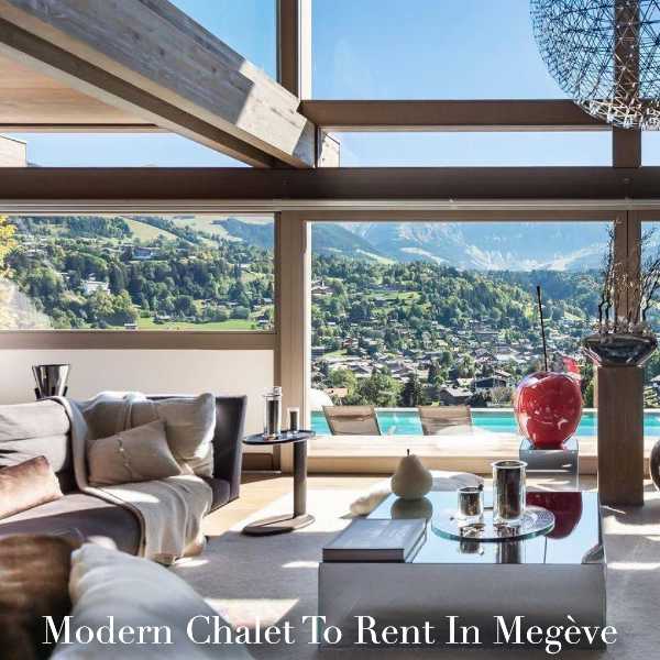 View from modern chalet rental in Megeve, French Alps