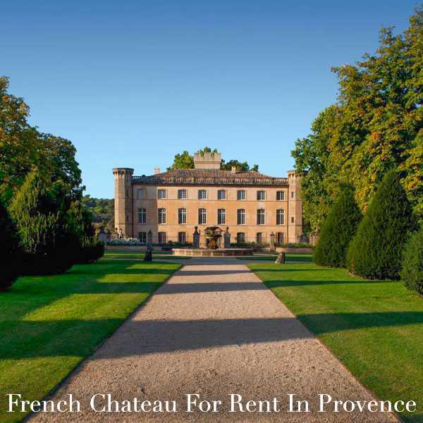 Drive way towards French Chateau for rent in Provence