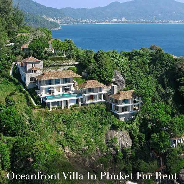 Aerial view of ocean front villa rental in Phuket