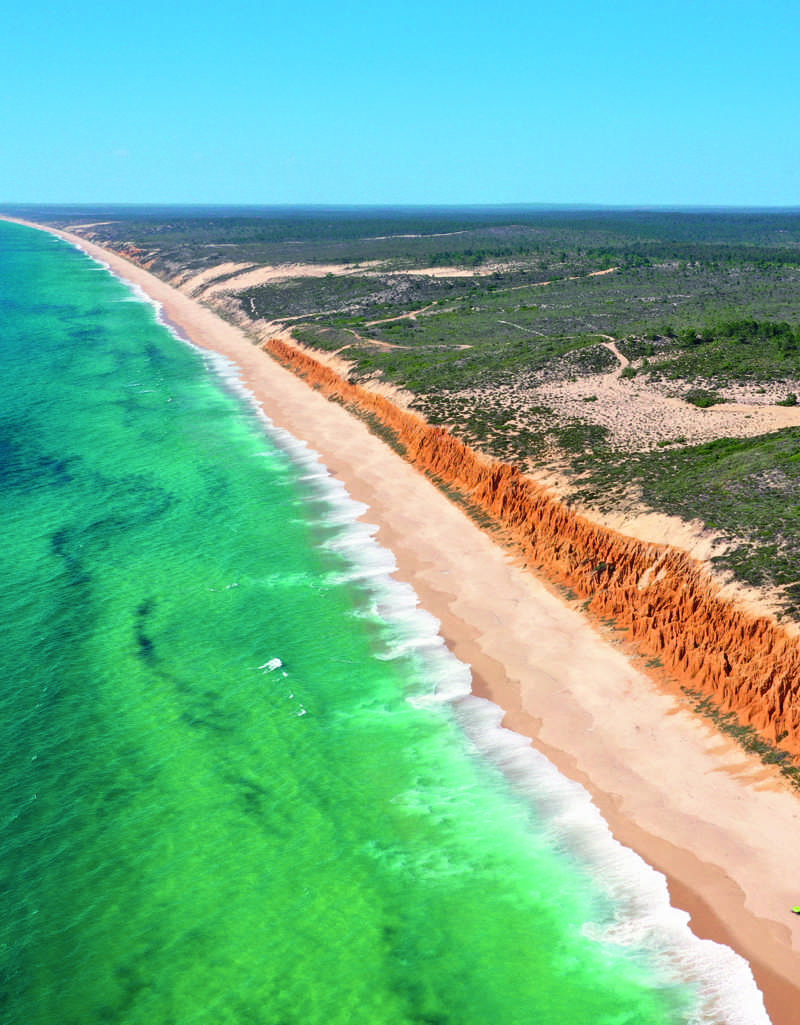 Aerial of Comporta beach a sunny day